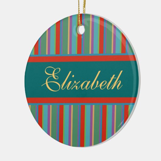 Familienaam kerstversiering -  strepen keramisch ornament (Links)