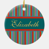 Familienaam kerstversiering - strepen keramisch ornament (Achterkant)