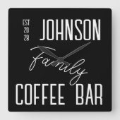 Familienaam Keuken Zwart Wit Vierkante Muur Klok (Voorkant)