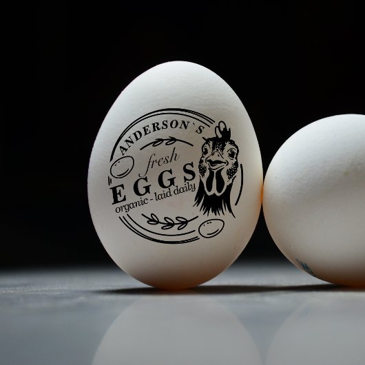 Familienaam Kippenei Boerderij Rond Decoratief Zelfinktende Stempel