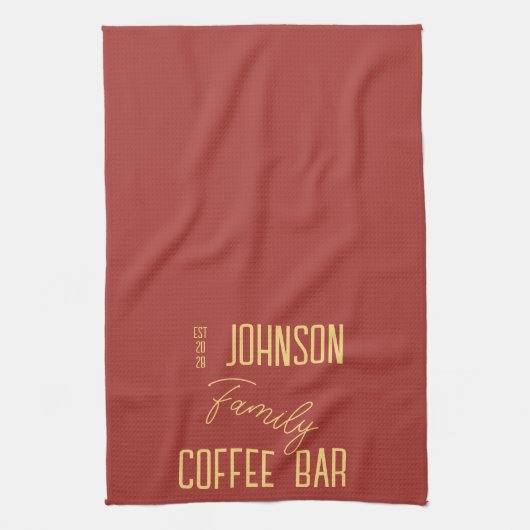 Familienaam Koffie Retro Theedoek (Verticaal)