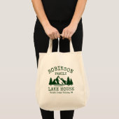 Familienaam Lake House Forest Green Silhouette Tote Bag (Voorkant (product))