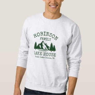 Familienaam Lake House Forest Green Silhouette Trui
