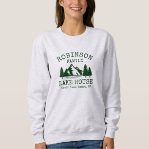 Familienaam Lake House Forest Green Silhouette Trui
