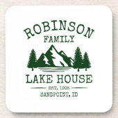 Familienaam Lake House Forest Green Treds Corked Bier Onderzetter (Voorkant)