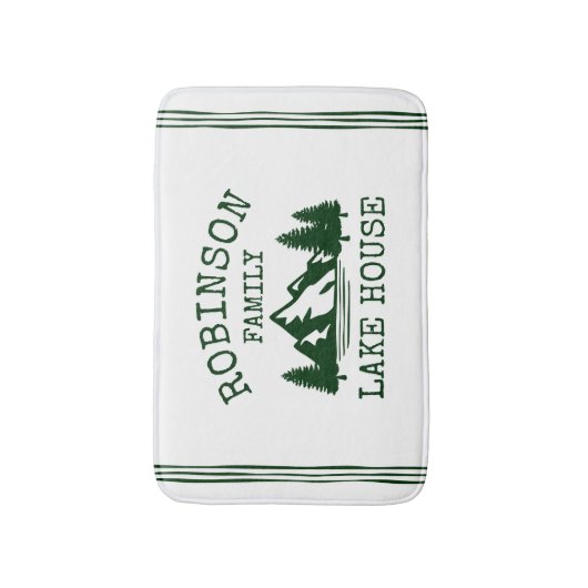 Familienaam Lake House Forest Green Trees Badmat (Voorkant Verticaal)