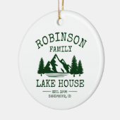 Familienaam Lake House Forest Green Trees Keramisch Ornament (Links)