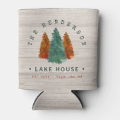 Familienaam Lake House Pine Tree hout gepersonalis Blikjeskoeler (Voorkant)