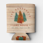 Familienaam Lake House Pine Tree hout gepersonalis Blikjeskoeler (Achterkant)