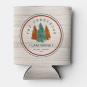 Familienaam Lake House Pine Tree hout gepersonalis Blikjeskoeler (Voorkant)