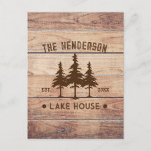 Familienaam Lake House Pine Tree hout gepersonalis