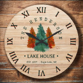 Familienaam Lake House Pine Tree hout gepersonalis Grote Klok