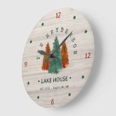 Familienaam Lake House Pine Tree hout gepersonalis Grote Klok (Hoek)