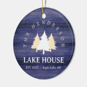 Familienaam Lake House Pine Tree hout gepersonalis Keramisch Ornament (Links)