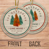 Familienaam Lake House Pine Tree hout gepersonalis Keramisch Ornament