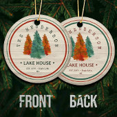 Familienaam Lake House Pine Tree hout gepersonalis Keramisch Ornament