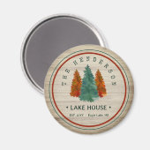 Familienaam Lake House Pine Tree hout gepersonalis Magneet (Voorkant / Achterkant)