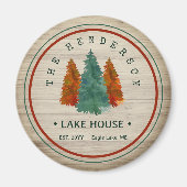 Familienaam Lake House Pine Tree hout gepersonalis Magneet (Voorkant)