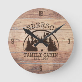 Familienaam Lake House Pine Tree hout gepersonalis Ronde Klok