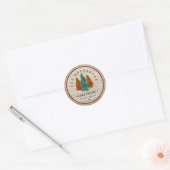 Familienaam Lake House Pine Tree hout gepersonalis Ronde Sticker (Envelop)