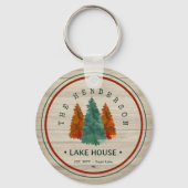Familienaam Lake House Pine Tree hout gepersonalis Sleutelhanger (Voorkant)