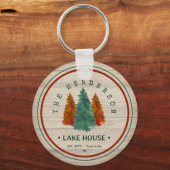 Familienaam Lake House Pine Tree hout gepersonalis Sleutelhanger (Voorkant)