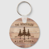Familienaam Lake House Pine Tree hout gepersonalis Sleutelhanger (Achterkant)