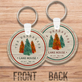 Familienaam Lake House Pine Tree hout gepersonalis Sleutelhanger