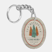 Familienaam Lake House Pine Tree hout gepersonalis Sleutelhanger (Voorkant Links)