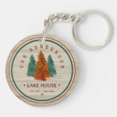 Familienaam Lake House Pine Tree hout gepersonalis Sleutelhanger (Achterkant)