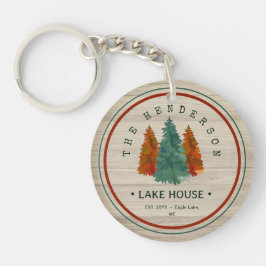Familienaam Lake House Pine Tree hout gepersonalis Sleutelhanger