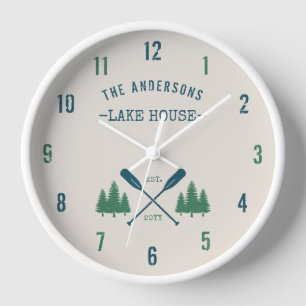 Familienaam Lake House Rustic Oars Pine Trees