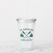 Familienaam Lake House Rustic Oars Pine Trees Acryl Drinkbeker (Voorkant)