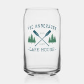 Familienaam Lake House Rustic Oars Pine Trees Blikvorm Glas (Voorkant)