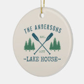 Familienaam Lake House Rustic Oars Pine Trees Keramisch Ornament (Links)