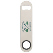 Familienaam Lake House Rustic Oars Pine Trees Speed Flessenopener (Voorkant)