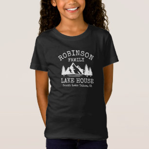 Familienaam Lake House Rustic White Silhouette T-shirt