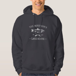 Familienaam Lake House Rustige Fish Oars Black Hoodie