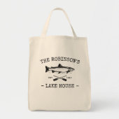 Familienaam Lake House Rustige Fish Oars Herbruikb Tote Bag (Voorkant)