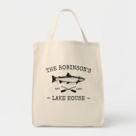 Familienaam Lake House Rustige Fish Oars Herbruikb Tote Bag