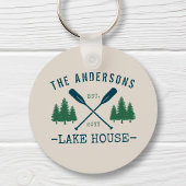 Familienaam Lake House Rustige Oars Pine Tree Roun Sleutelhanger