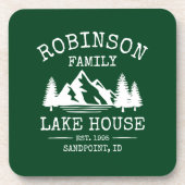 Familienaam Lake House Trees Forest Green Corked Bier Onderzetter (Voorkant)