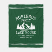 Familienaam Lake House Trees Forest Green Fleece Deken (Voorkant)