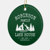 Familienaam Lake House Trees Forest Green Keramisch Ornament (Links)