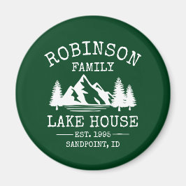 Familienaam Lake House Trees Forest Green Magneet