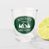 Familienaam Lake House Trees Forest Green Shot Glas (Voorkant)