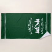 Familienaam Lake House Trees Forest Green Strandlaken (Voorkant)