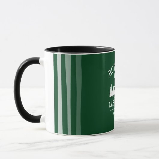 Familienaam Lake House Trees Forest Green Two Tone Mok (Links)
