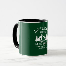 Familienaam Lake House Trees Forest Green Two Tone Mok