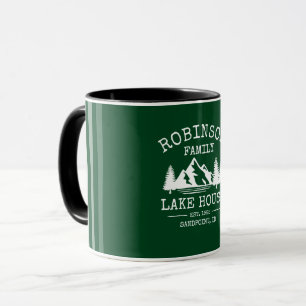 Familienaam Lake House Trees Forest Green Two Tone Mok